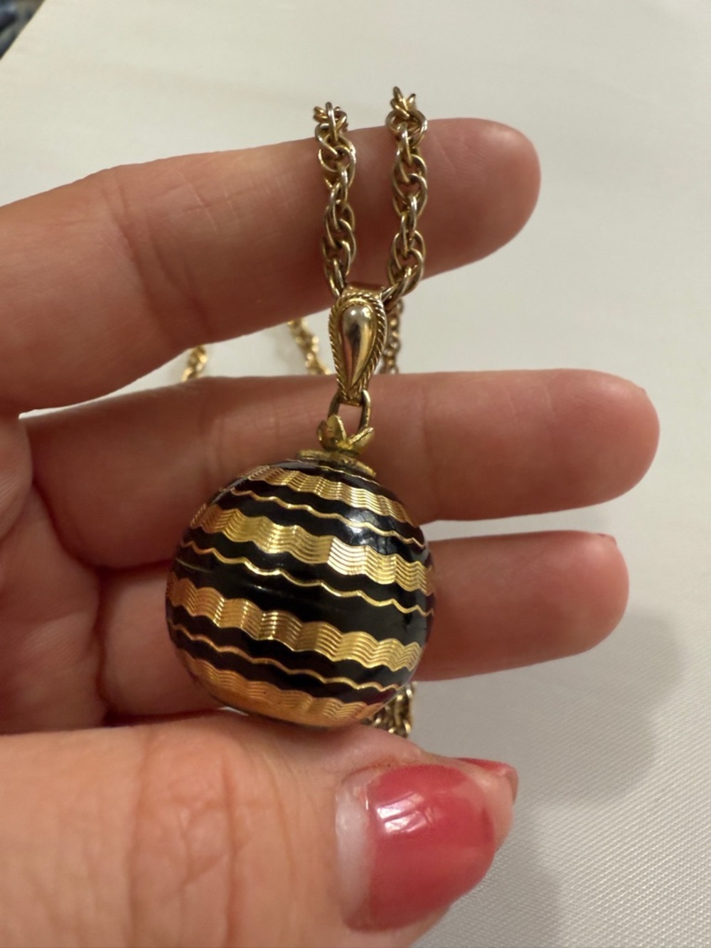 Vintage Caravelle by Bulova Gold & Black Enamel Orbit Watch Necklace